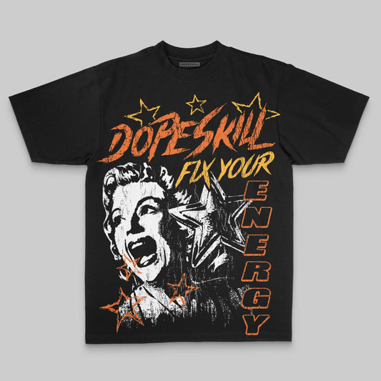 Orange Oversize Print Fix Your Energy DopeSkill Graphic Premium T-shirt Streetwear - black