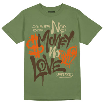 Olive Sneakers DopeSkill Olive T-Shirt No Money No Love Typo Graphic Streetwear