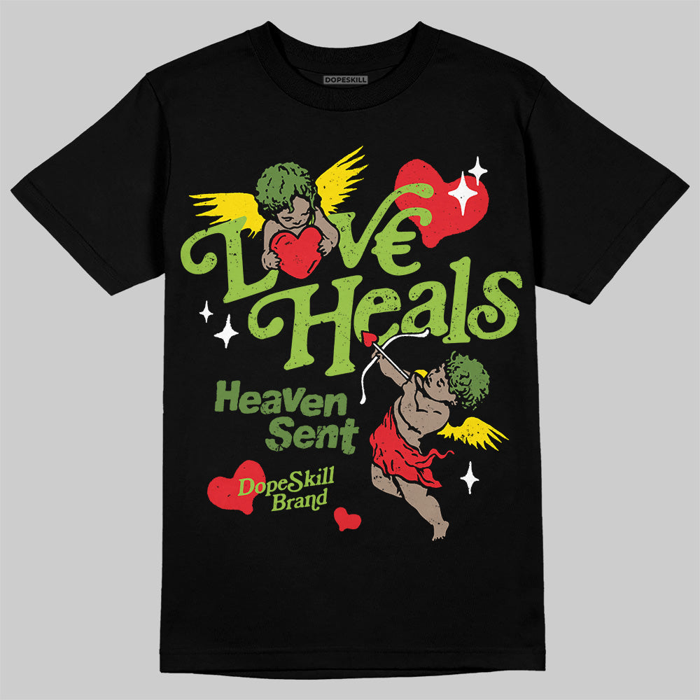 SB Dunk Low Chlorophyll DopeSkill T-Shirt New Love Heals Graphic Streetwear - Black