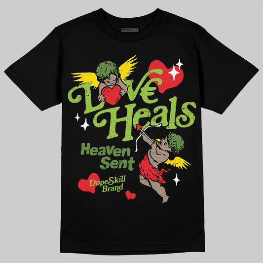 SB Dunk Low Chlorophyll DopeSkill T-Shirt New Love Heals Graphic Streetwear - Black