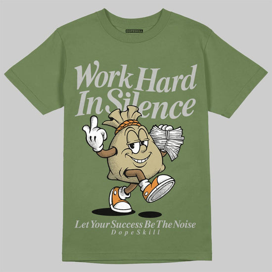 Olive Sneakers DopeSkill T-Shirt Work Hard In Silence Graphic Streetwear - Military Green