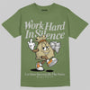 Olive Sneakers DopeSkill T-Shirt Work Hard In Silence Graphic Streetwear - Military Green