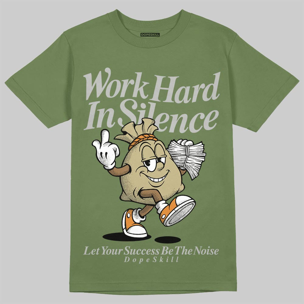 Olive Sneakers DopeSkill T-Shirt Work Hard In Silence Graphic Streetwear - Military Green