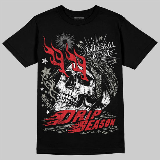 Jordan 3 Retro Fire Red DopeSkill T-Shirt Drip Season Graphic Streetwear - Black