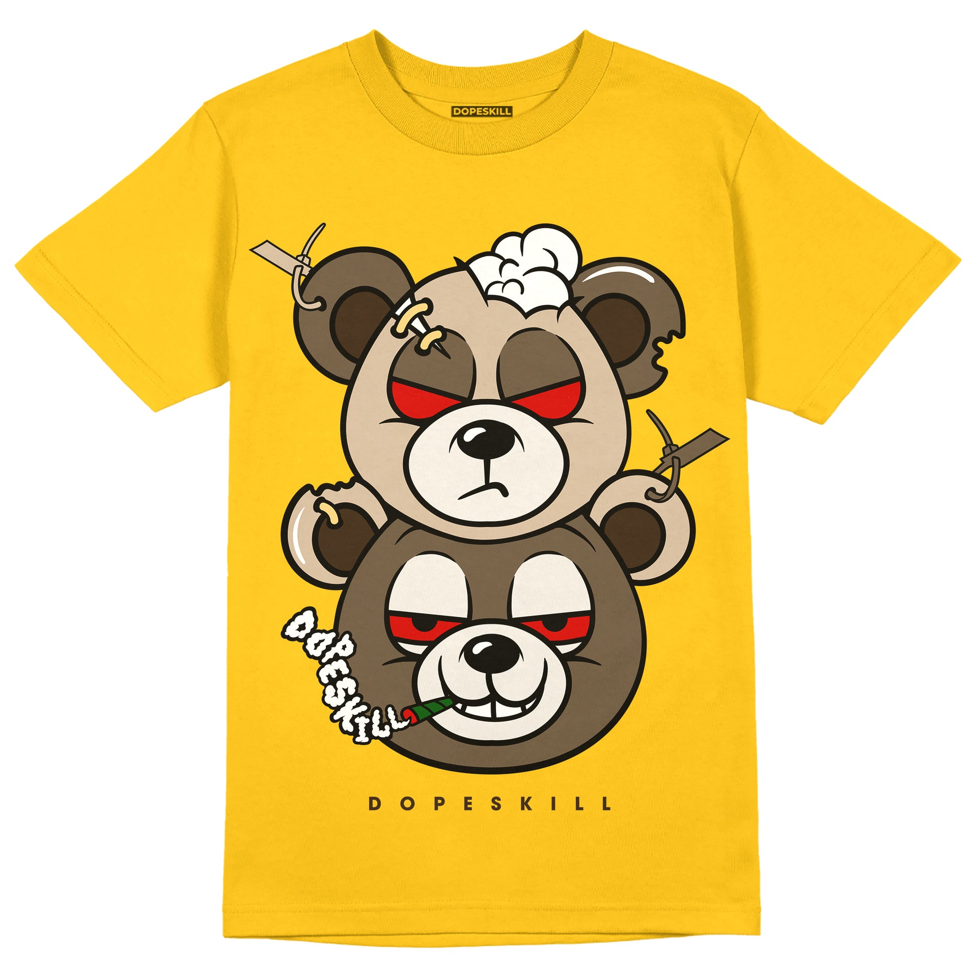 Yellow Sneakers DopeSkill Gold T-shirt New Double Bear Graphic Streetwear