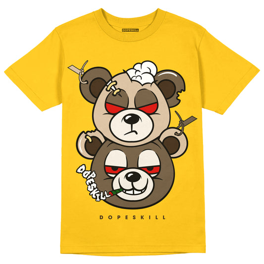 Yellow Sneakers DopeSkill Gold T-shirt New Double Bear Graphic Streetwear