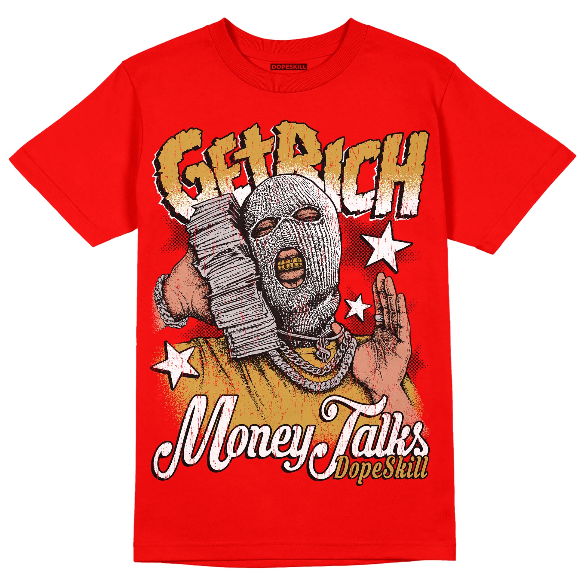 Red Sneakers DopeSkill Red T-Shirt Get Rich Graphic Streetwear