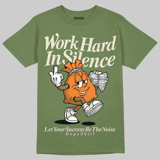 Jordan 4 Retro OG SP Undefeated (2025) DopeSkill T-Shirt Work Hard In Silence Graphic Streetwear - Military Green