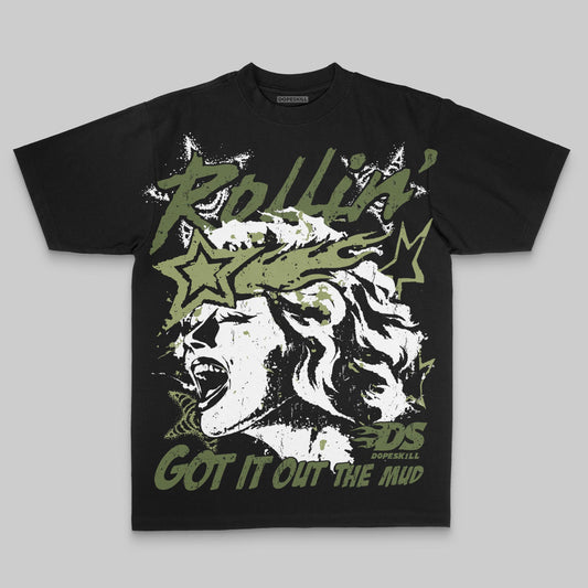 Olive Oversize Print Got It Out The Mud DopeSkill Graphic Premium T-shirt Streetwear - Black