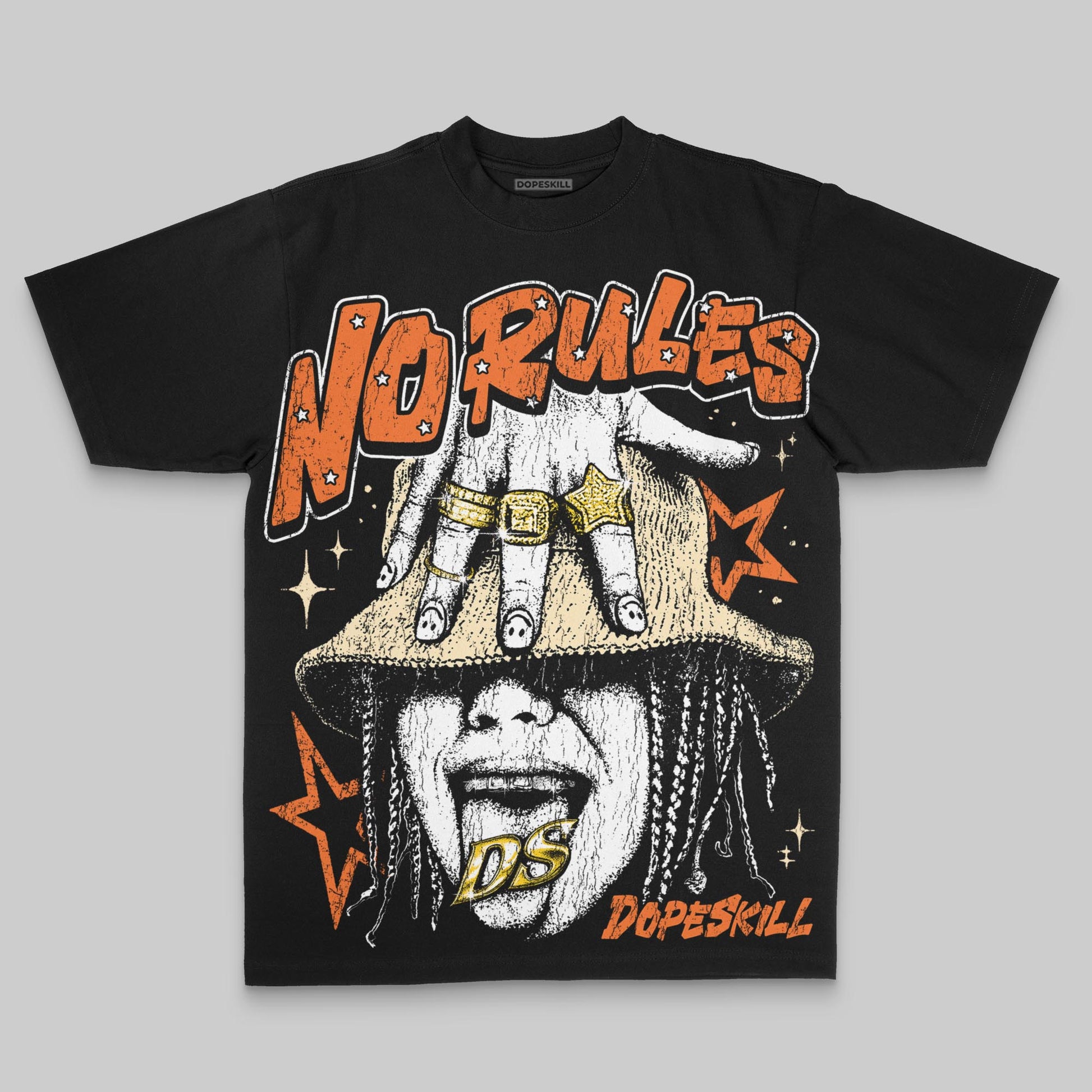 Orange Oversize Print No Rules DopeSkill Graphic Premium T-shirt Streetwear - black