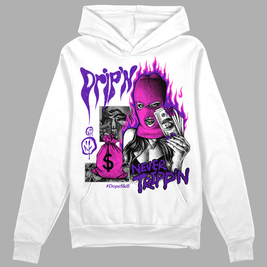 Jordan 13 Court Purple DopeSkill Hoodie Sweatshirt Drip'n Never Tripp'n Graphic Streetwear - White