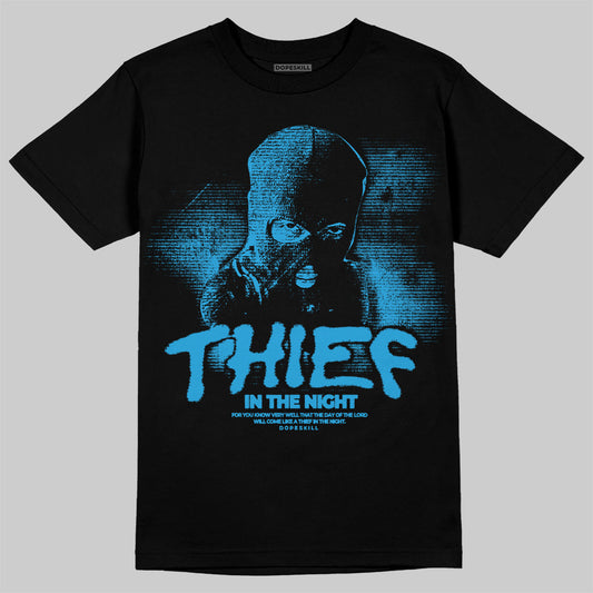 Jordan 4 Retro Military Blue DopeSkill T-Shirt Thief In The Night Graphic Streetwear - Black