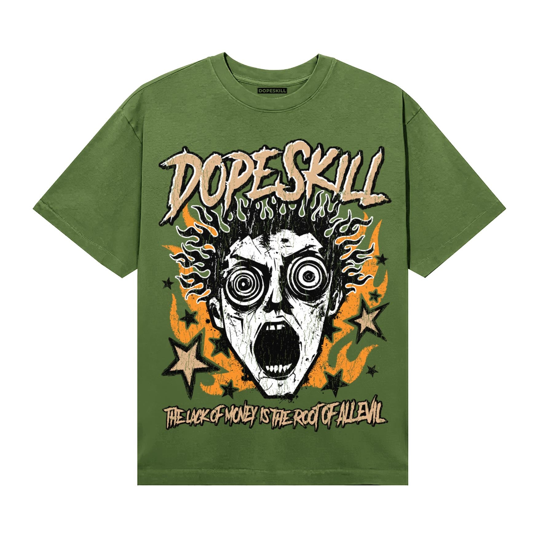 Olive Sneakers DopeSkill T-Shirt Root of Evil Graphic Streetwear - Military green