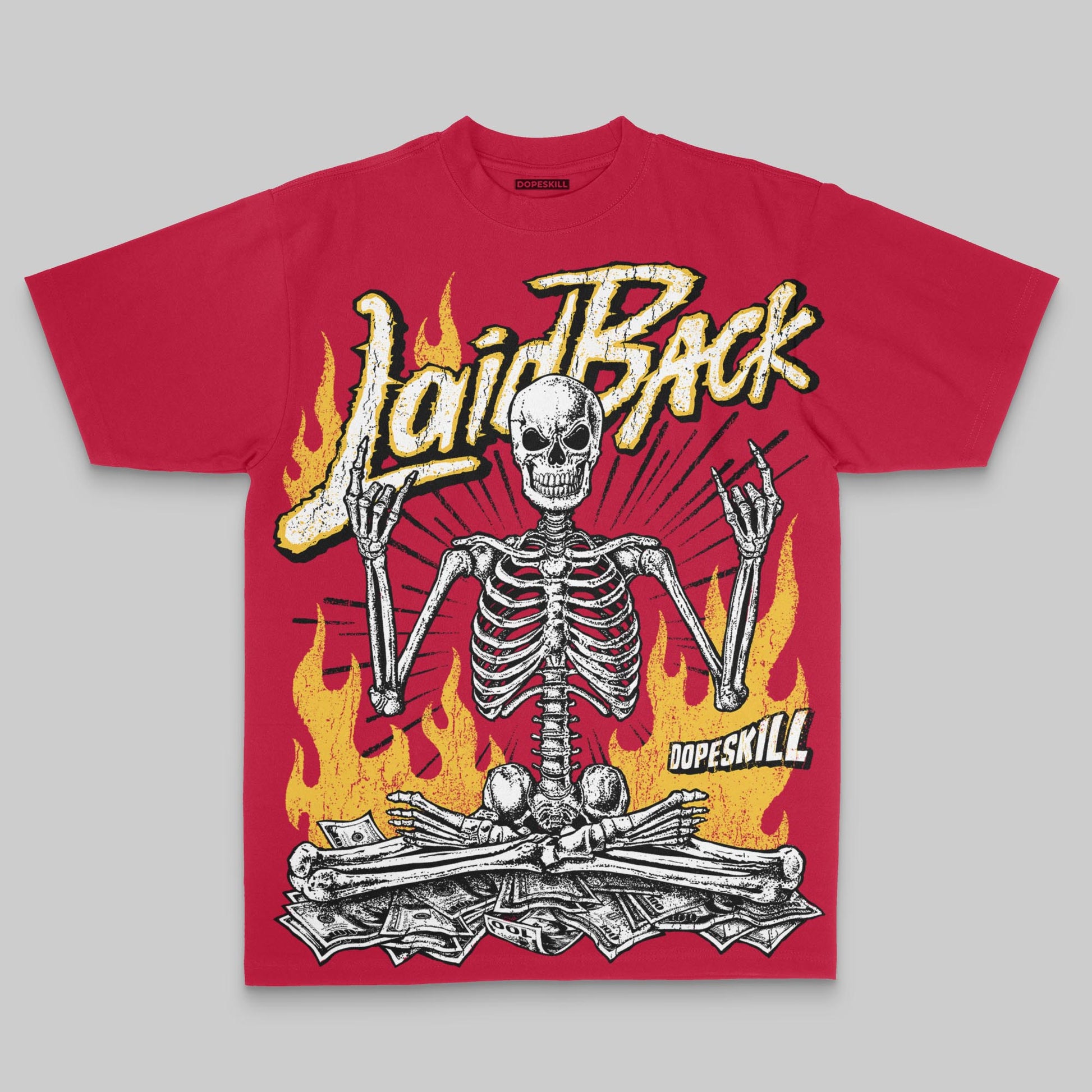 Laid Back Oversize Print DopeSkill T-shirt Streetwear - Red