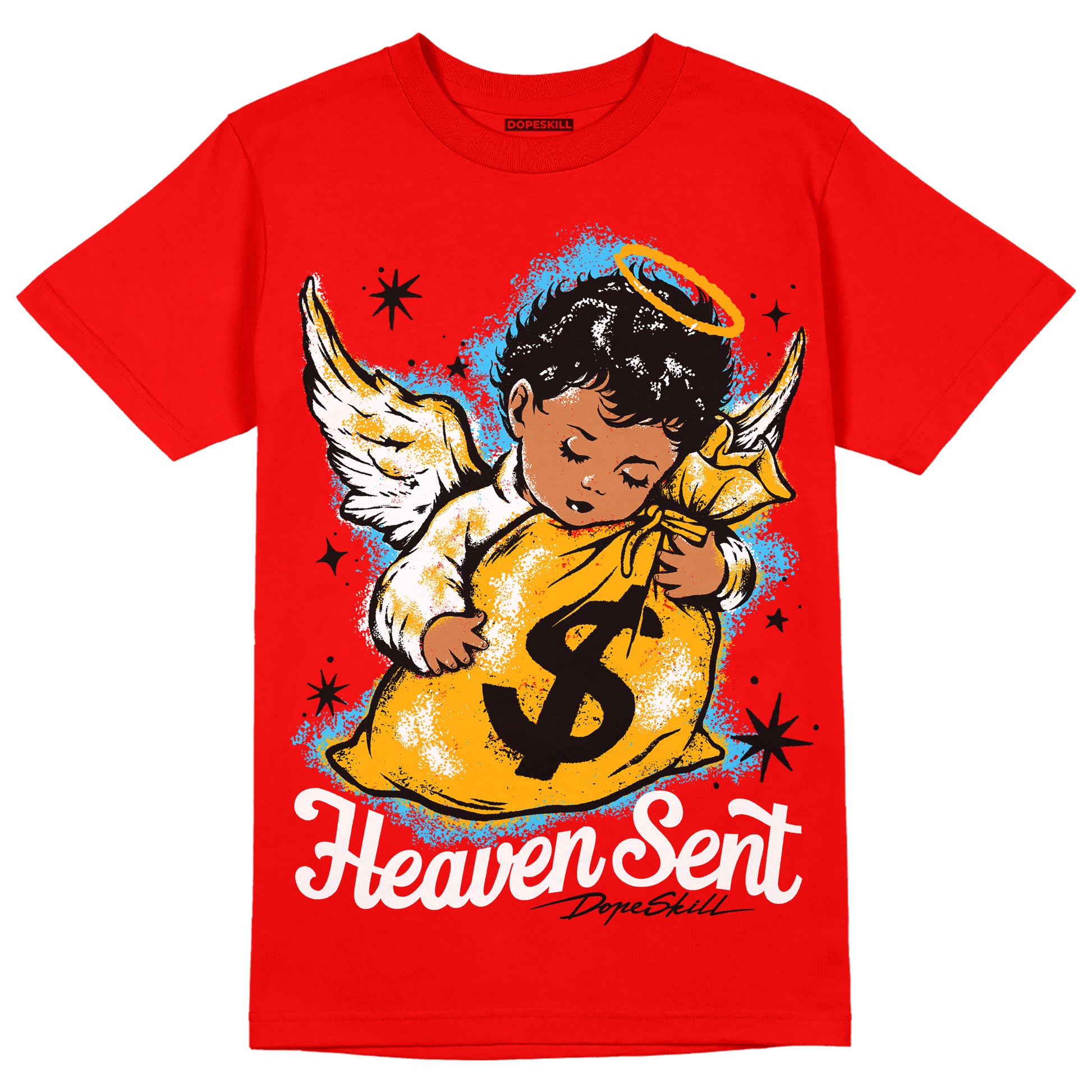 Red Sneakers DopeSkill Red T-Shirt Heaven Sent Graphic Streetwear