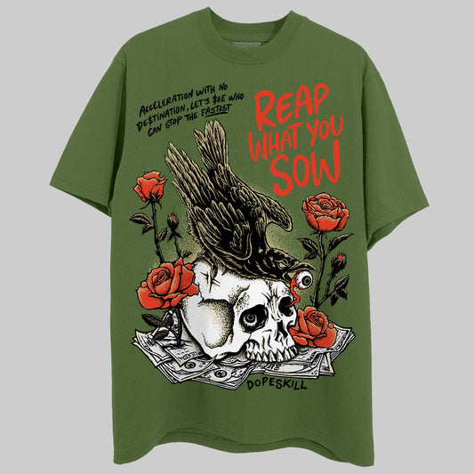 Olive Sneakers DopeSkill Olive T-Shirt Reap What You Sow Graphic Streetwear