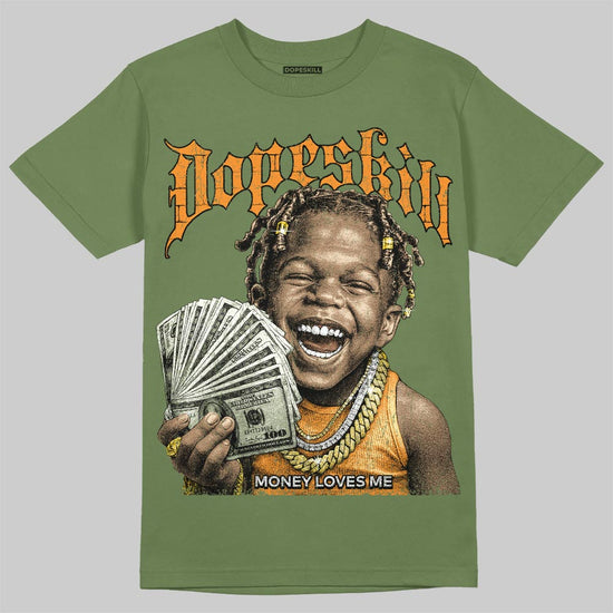 Olive Sneakers DopeSkill T-Shirt Money Loves Me Graphic Streetwear - Miltary Green