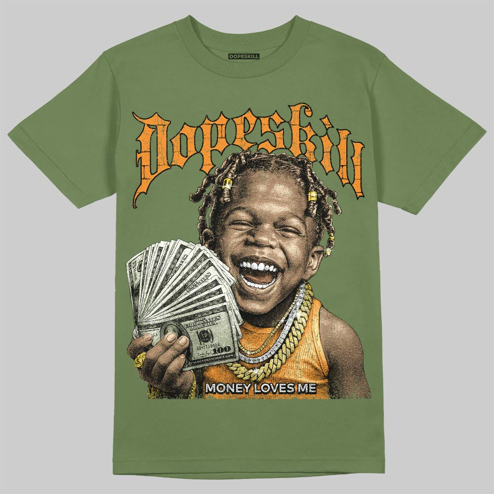 Olive Sneakers DopeSkill T-Shirt Money Loves Me Graphic Streetwear - Miltary Green