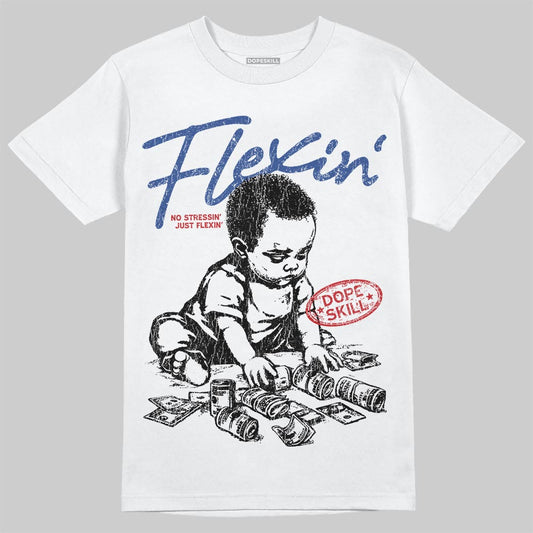 Jordan Spizike Low “Storm Blue” DopeSkill T-Shirt Flexin' Graphic Streetwear - White