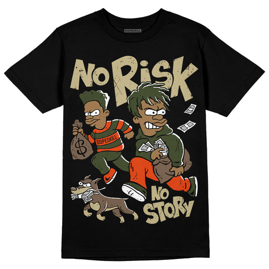 Olive Sneakers DopeSkill T-Shirt No Risk No Story Graphic Streetwear - Black
