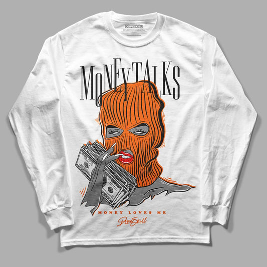 Orange, Black & White Sneakers DopeSkill Long Sleeve T-Shirt Money Talks Graphic Streetwear - White