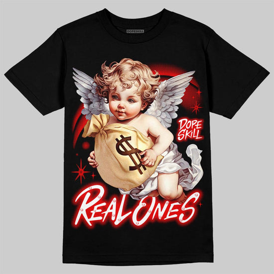 Jordan 11 Cherry DopeSkill T-Shirt Real Ones Angel Graphic Streetwear - black