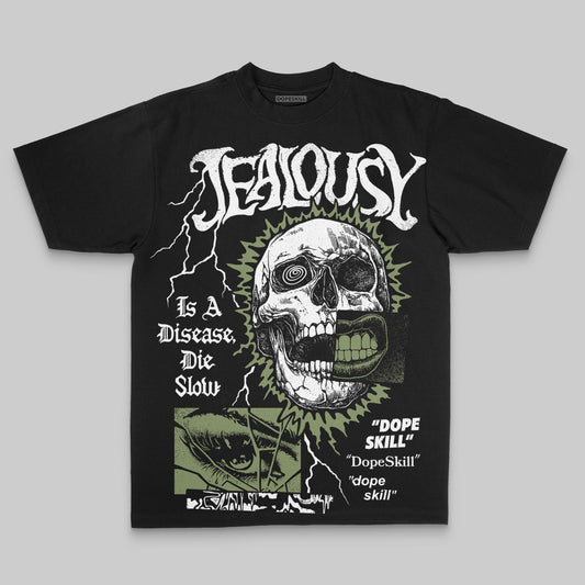 Olive Oversize Print Jealousy DopeSkill Graphic T-shirt Streetwear - black
