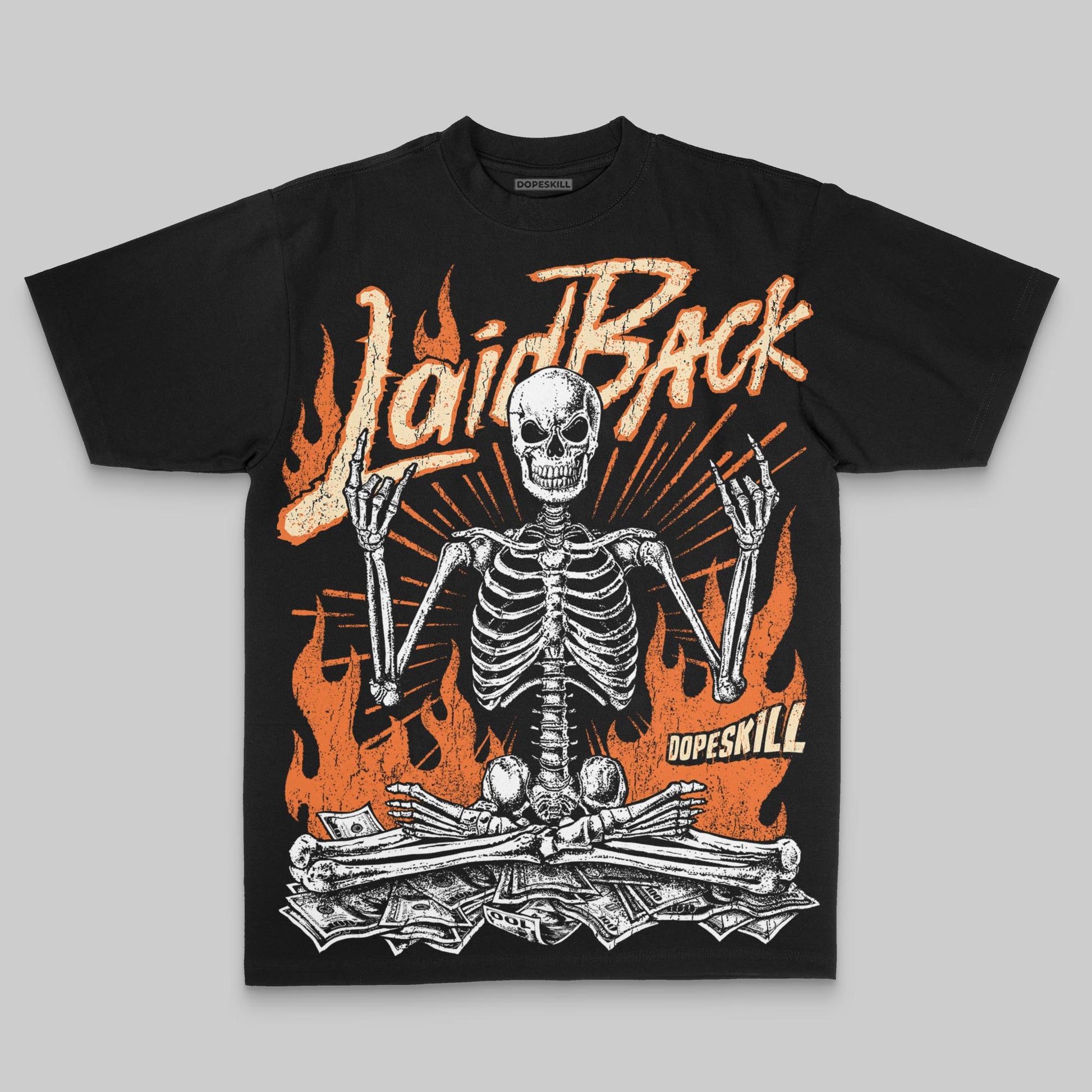 Orange Oversize Print Laid Back DopeSkill Graphic Premium T-shirt Streetwear - Black