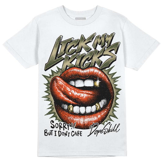 Olive Sneakers DopeSkill T-Shirt Lick My Kicks Graphic Streetwear - White