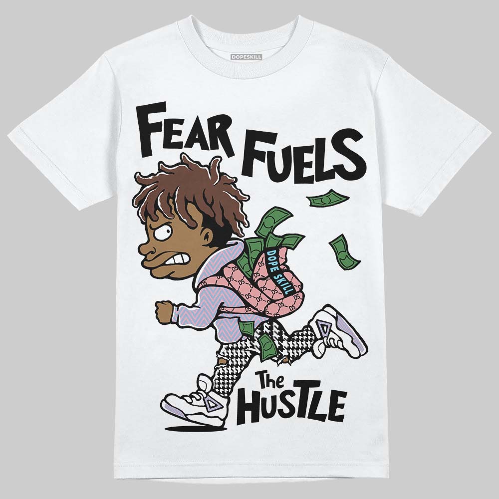 Harris Tweed x Dunk Low Denim Turquoise and Baroque Brown DopeSkill T-Shirt Fear Fuels The Hustle Graphic Streetwear - White 
