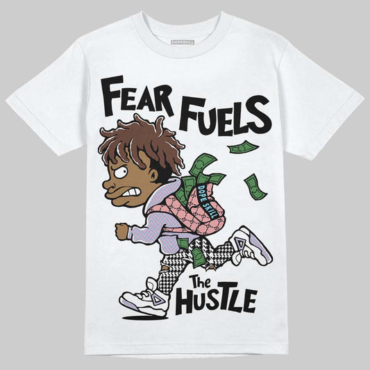 Harris Tweed x Dunk Low Denim Turquoise and Baroque Brown DopeSkill T-Shirt Fear Fuels The Hustle Graphic Streetwear - White 