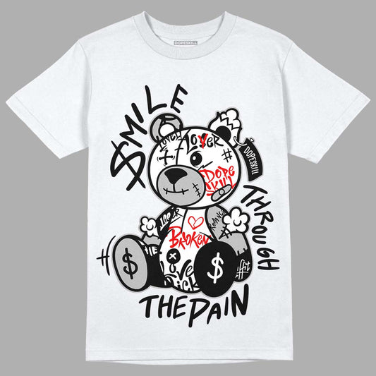 Dunk Low Panda White Black DopeSkill T-Shirt Smile Through The Pain Graphic Streetwear  - White 