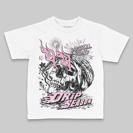 Jordan 12 GS “Pearl Pink” DopeSkill Toddler Kids T-shirt Drip Season Graphic Streetwear - White 