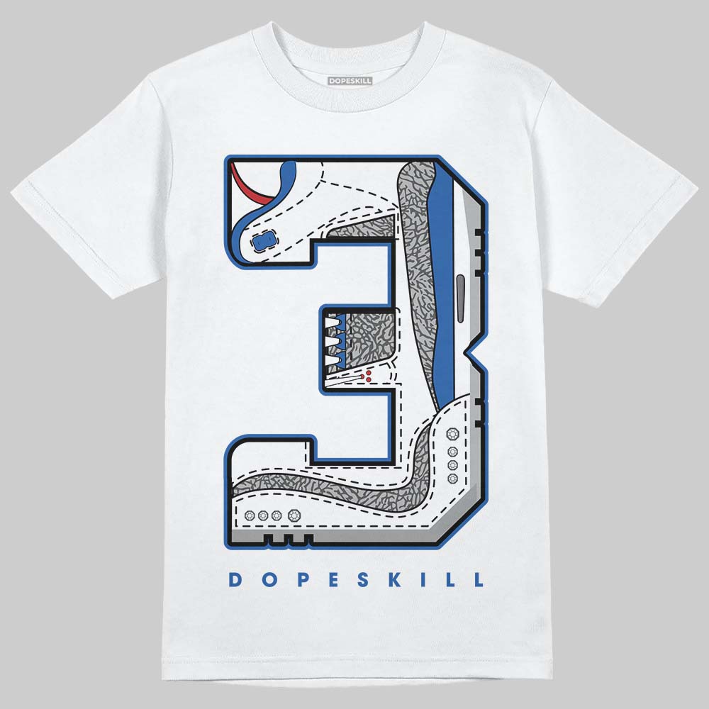 Jordan 3 "True Blue" DopeSkill T-Shirt No.3 Graphic Streetwear - White