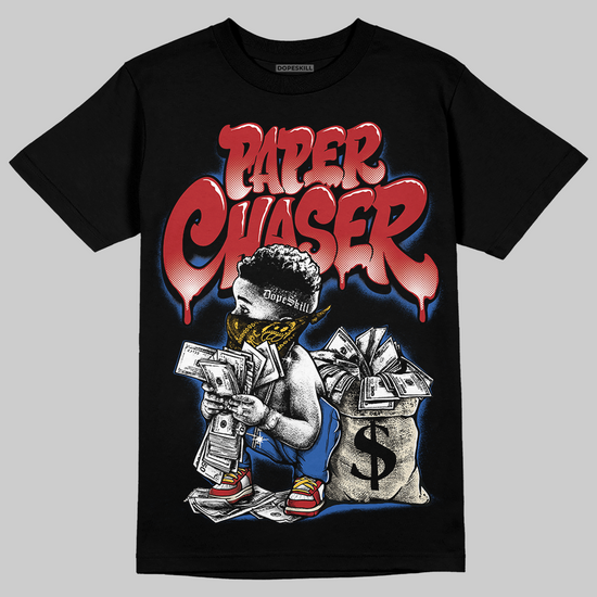 Fragment x UNION x Jordan 1 High OG “Varsity Red/Sport Royal” DopeSkill T-Shirt Paper Chaser Boy Graphic Streetwear - Black