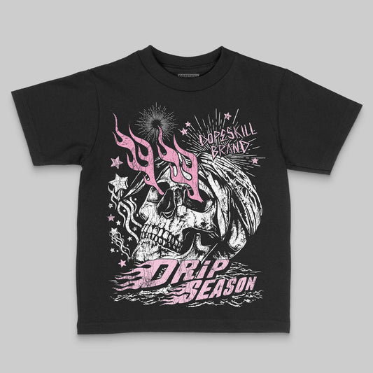 Jordan 12 GS “Pearl Pink” DopeSkill Toddler Kids T-shirt Drip Season Graphic Streetwear - Black
