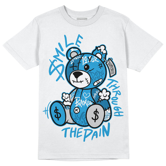 Jordan 4 Retro Military Blue DopeSkill T-Shirt Smile Through The Pain Graphic Streetwear - White
