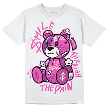 Jordan 4 GS “Hyper Violet” DopeSkill T-Shirt Smile Through The Pain Graphic Streetwear - White