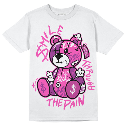 Jordan 4 GS “Hyper Violet” DopeSkill T-Shirt Smile Through The Pain Graphic Streetwear - White