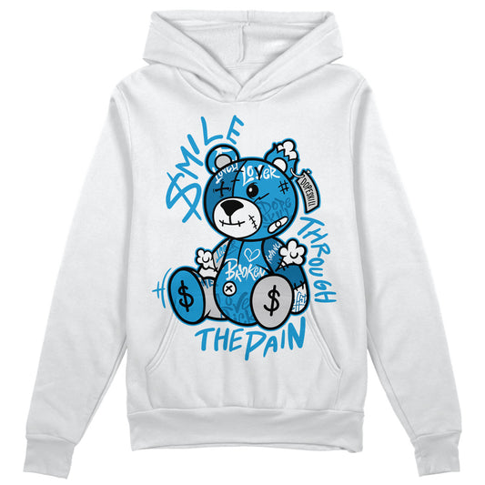 Jordan 4 Retro Military Blue DopeSkill Hoodie Sweatshirt Smile Through The Pain Graphic Streetwear - White