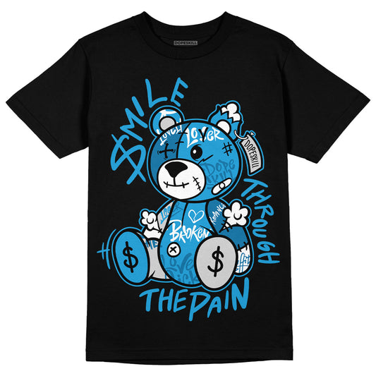 Jordan 4 Retro Military Blue DopeSkill T-Shirt Smile Through The Pain Graphic Streetwear -Black