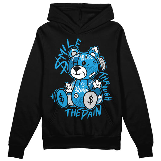 Jordan 4 Retro Military Blue DopeSkill Hoodie Sweatshirt Smile Through The Pain Graphic Streetwear - Black