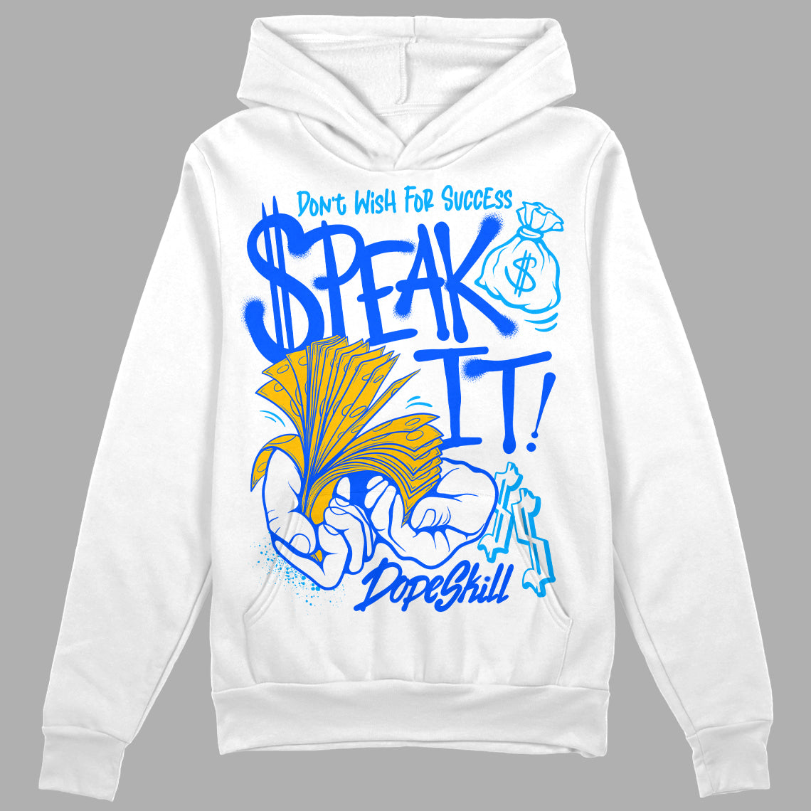 Royal Blue Sneakers DopeSkill Hoodie Sweatshirt Speak It Graphic Streetwear - White