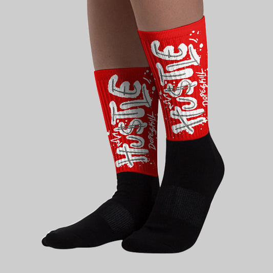 Fire Red 3s DopeSkill Sublimated Socks Hustle Graphic