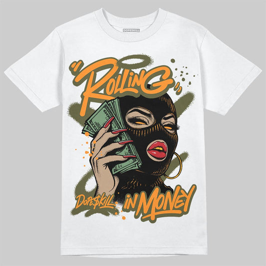 Olive Sneakers DopeSkill T-Shirt Rolling in Money Graphic Streetwear - White