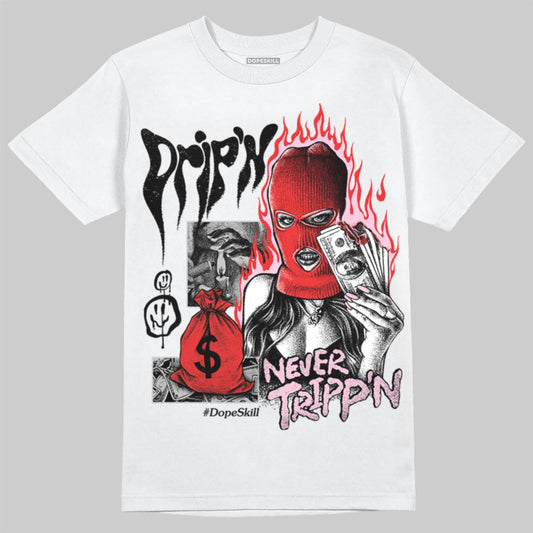 Awake NY x Air Jordan 5 Arctic Pink DopeSkill T-Shirt Drip'n Never Tripp'n Graphic Streetwear - White