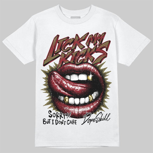 SB Dunk Low “Dark Team Red/Olive Flak” DopeSkill T-Shirt Lick My Kicks Graphic Streetwear - White