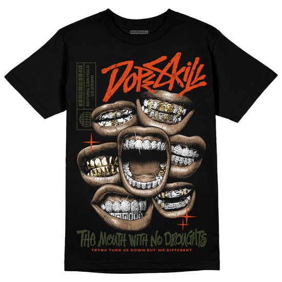 Olive Sneakers DopeSkill T-Shirt The Mouth With No Droughts Graphic Streetwear - Black