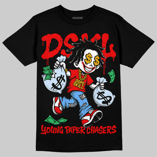 Jordan 11 Cherry DopeSkill T-Shirt Young Paper Chasers Graphic Streetwear - Black