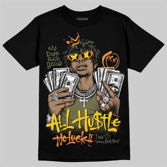 Olive Sneakers DopeSkill T-Shirt All Hustle No Luck Graphic Streetwear - Black